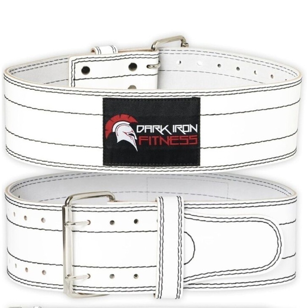 Dark Iron Fitness Weight Lifting Belt for Men & Women White New L-XL